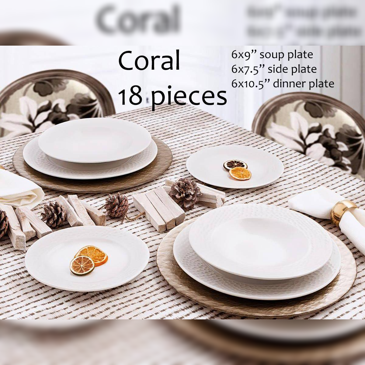 18 Pieces Coral Porcelain Dinner Set - lunazchef.shop