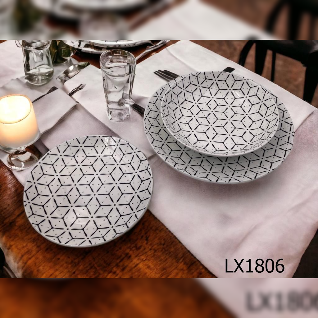 18 Pieces Dinner Set Full Pad Print - lunazchef.shop