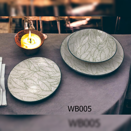 18 Pieces Dinner Set Full Pad Print - WB005