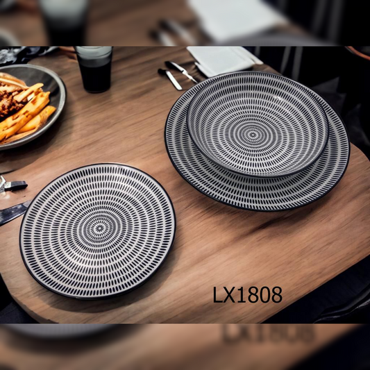 18 Pieces Dinner Set Full Pad Print - LX1808