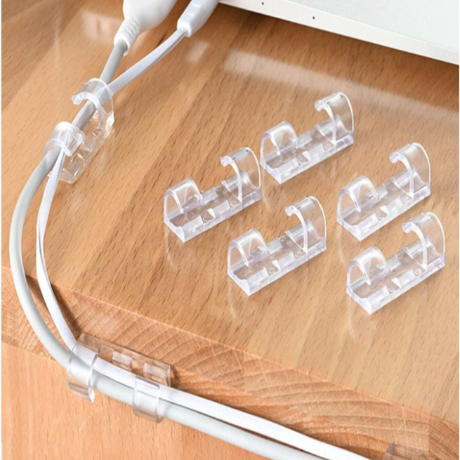 20pcs Self-Adhesive Transparent Cable Clips - lunazchef.shop