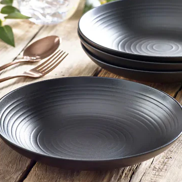 Dosthoff Matt Black Ripple Deep Plate 21 cm - lunazchef.shop