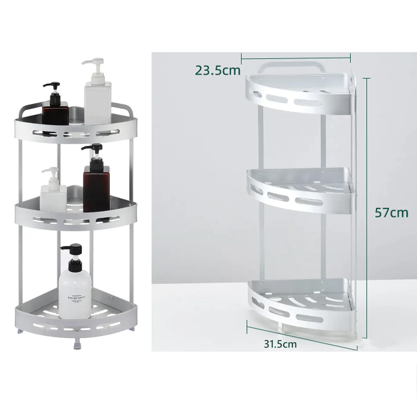 3 Tiers Aluminum Corner Shower Bathroom Shelve - lunazchef.shop