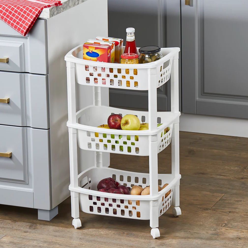 3 Tiers Large Slide-Out Rack Trolley Basket - lunazchef.shop