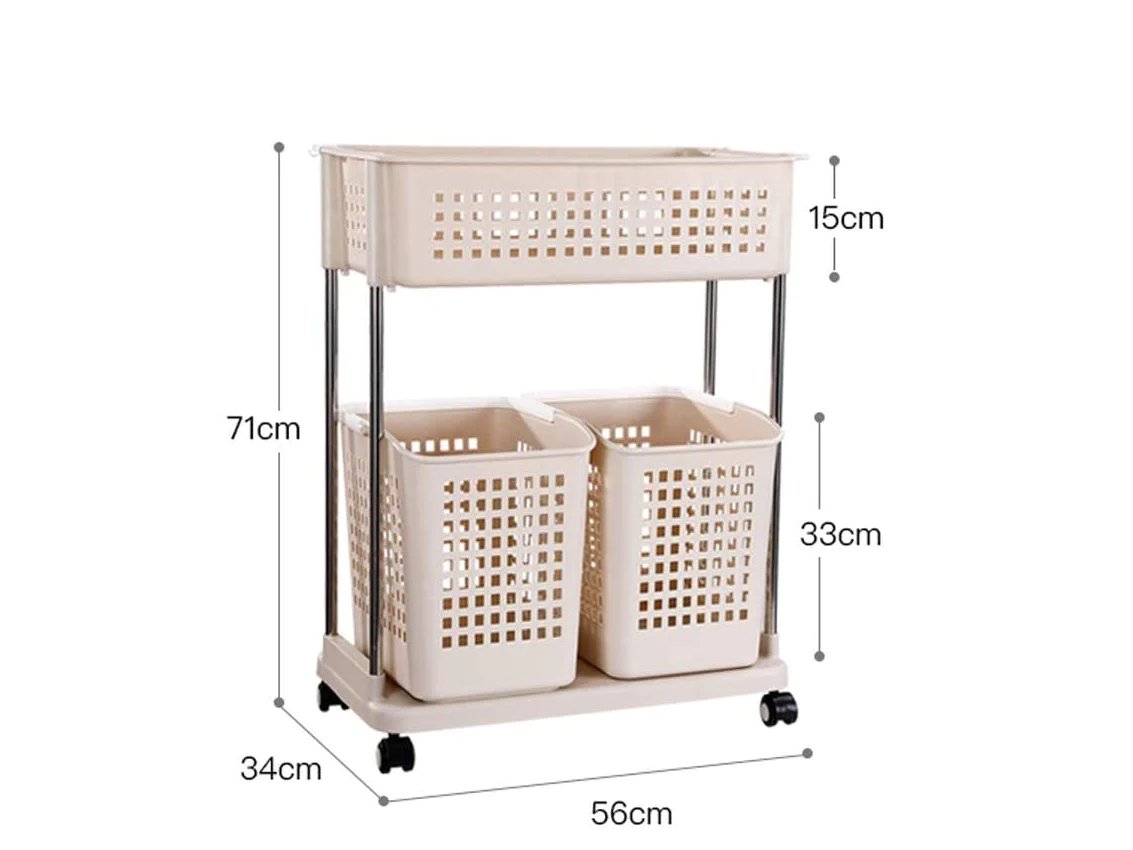 2-Tier Rolling Laundry Basket Cart - lunazchef.shop