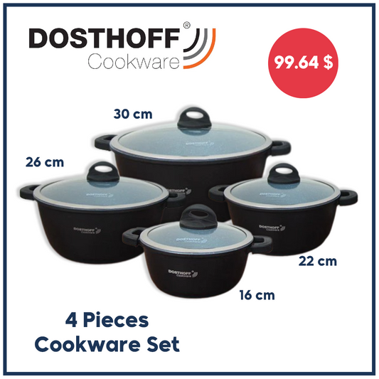 Dosthoff 4 pcs Cookware Casserole Set Black 4 S - lunazchef.shop