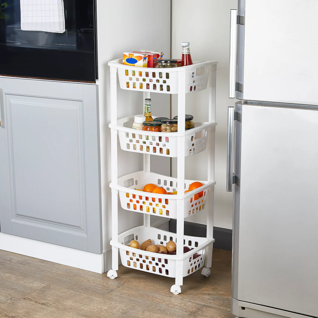 4 Tiers Large Slide-Out Rack Trolley Basket - lunazchef.shop