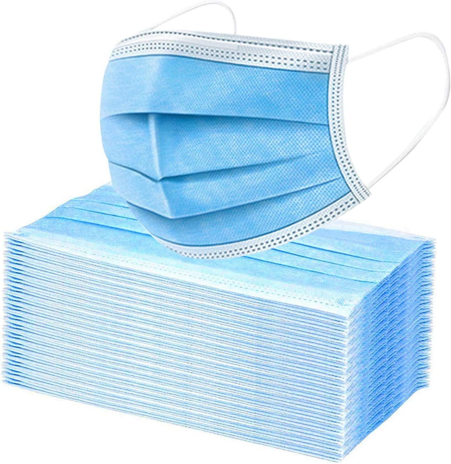 50 Single Use Disposable Blue Face Mask - lunazchef.shop