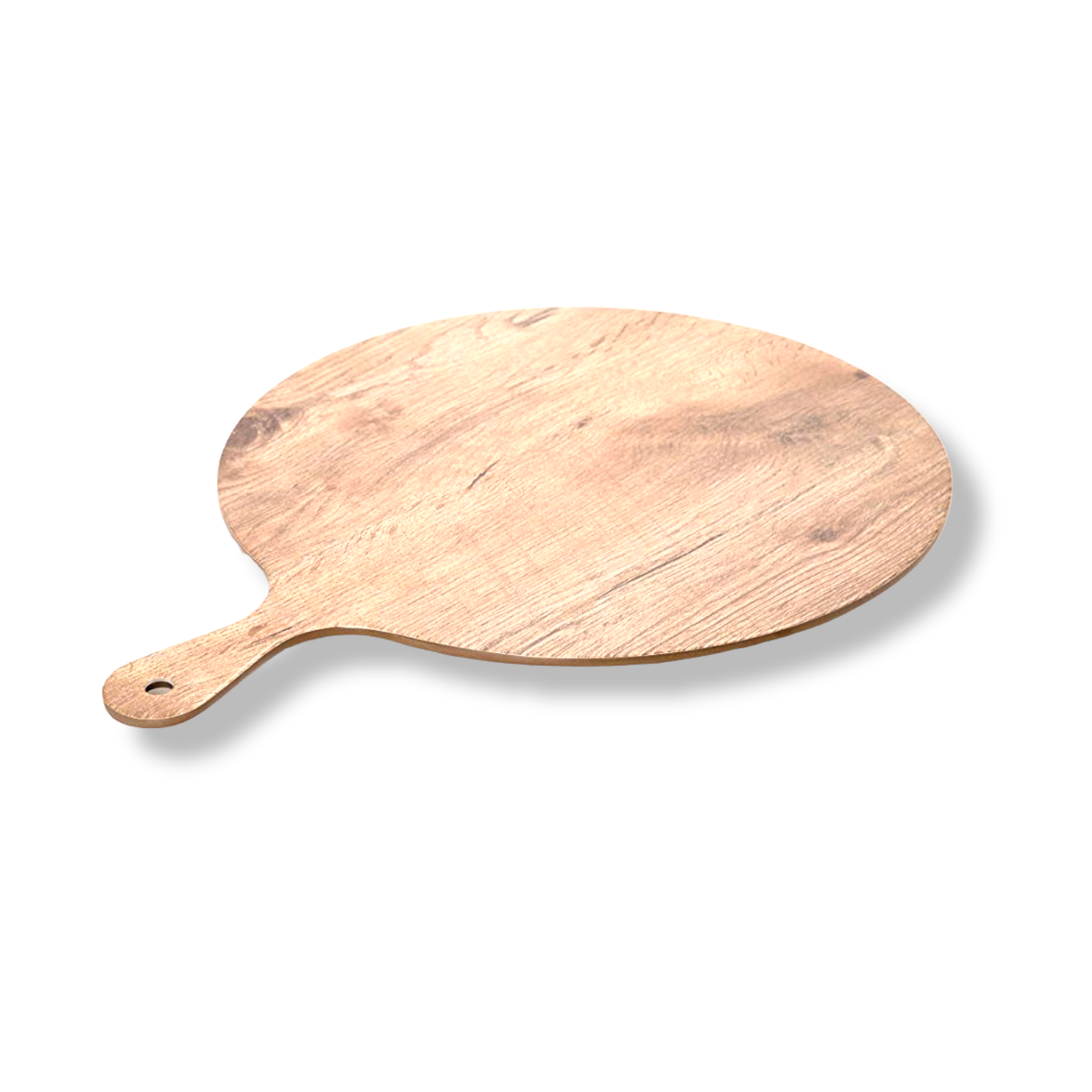 32cm Melamine round plate with a handle and a wooden-look finish - lunazchef.shop