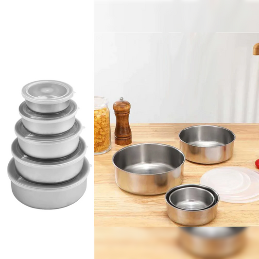 5Pcs/Set Stainless Steel Food Container With Lid - lunazchef.shop