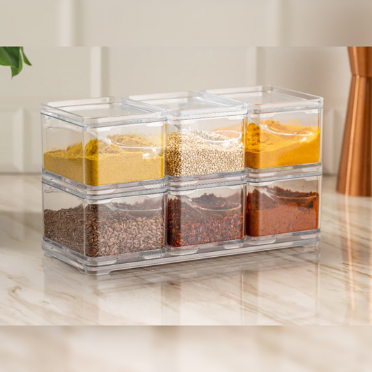 6 Pieces Spice Boxes with Spoons on a Tray - lunazchef.shop