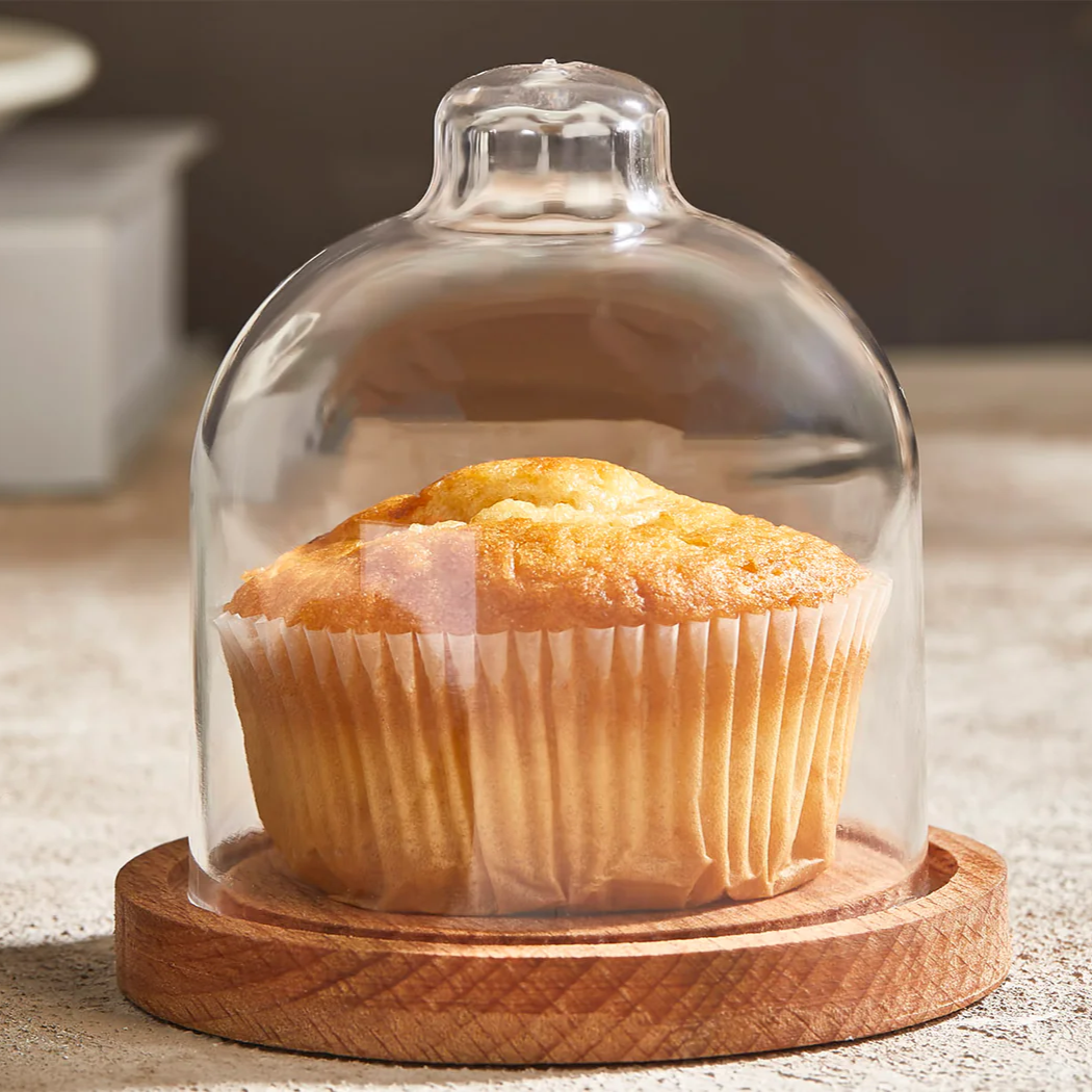 Acrylic Mini Dome with Wooden Base 10 cm - lunazchef.shop