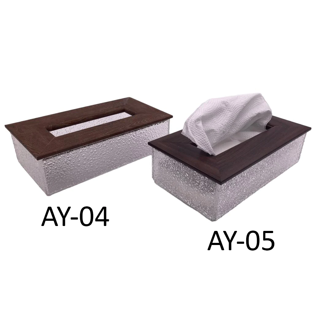 Acrylic Tissue Box with Wooden Like Cover - lunazchef.shop