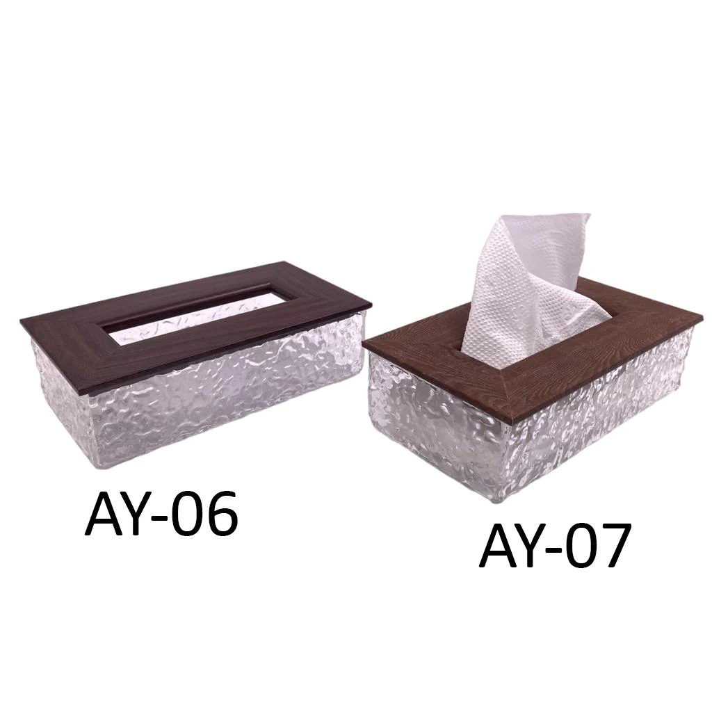 Acrylic Tissue Box with Wooden Like Cover - lunazchef.shop