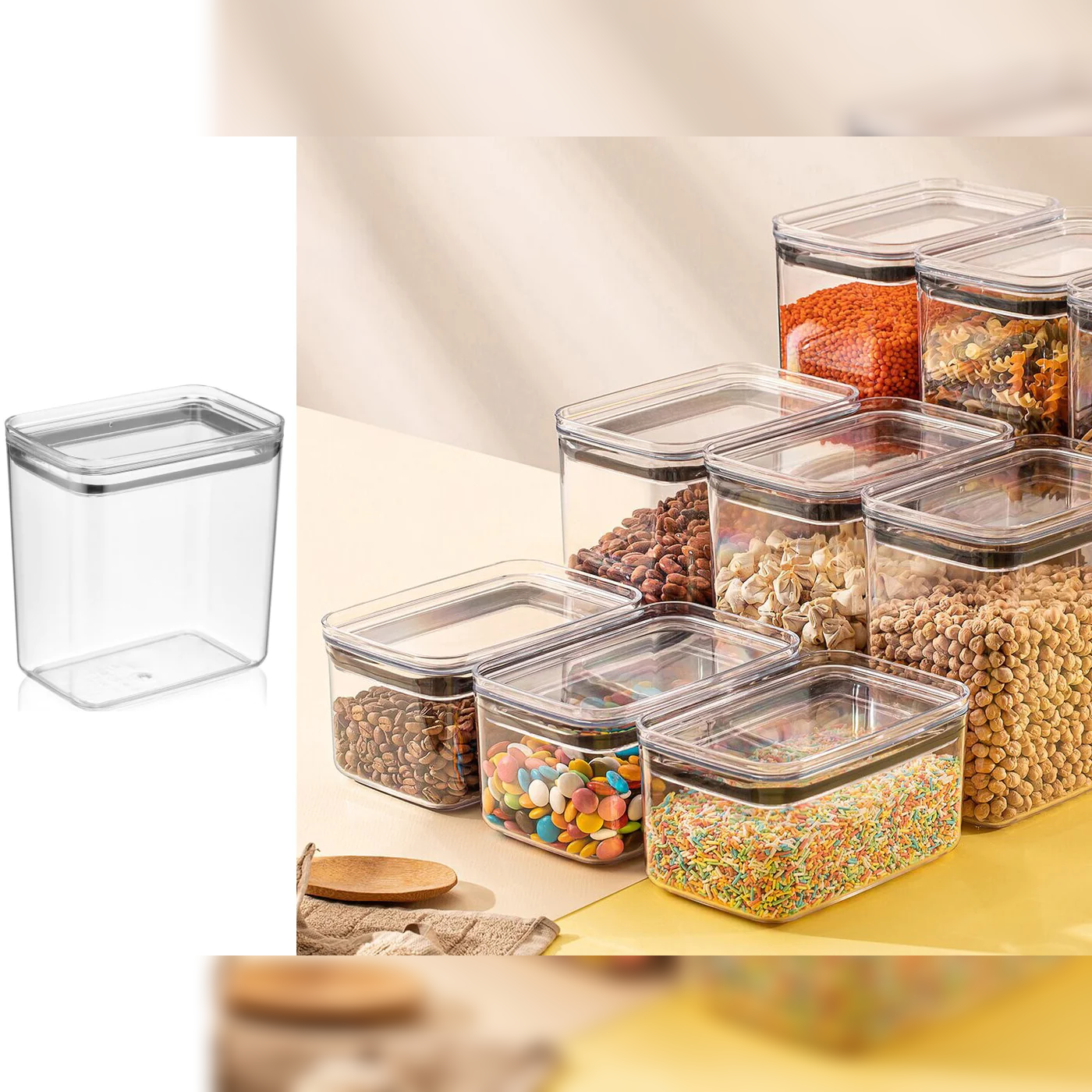 Airtight Rectangular Chef Food Jar 2.1 lt - lunazchef.shop