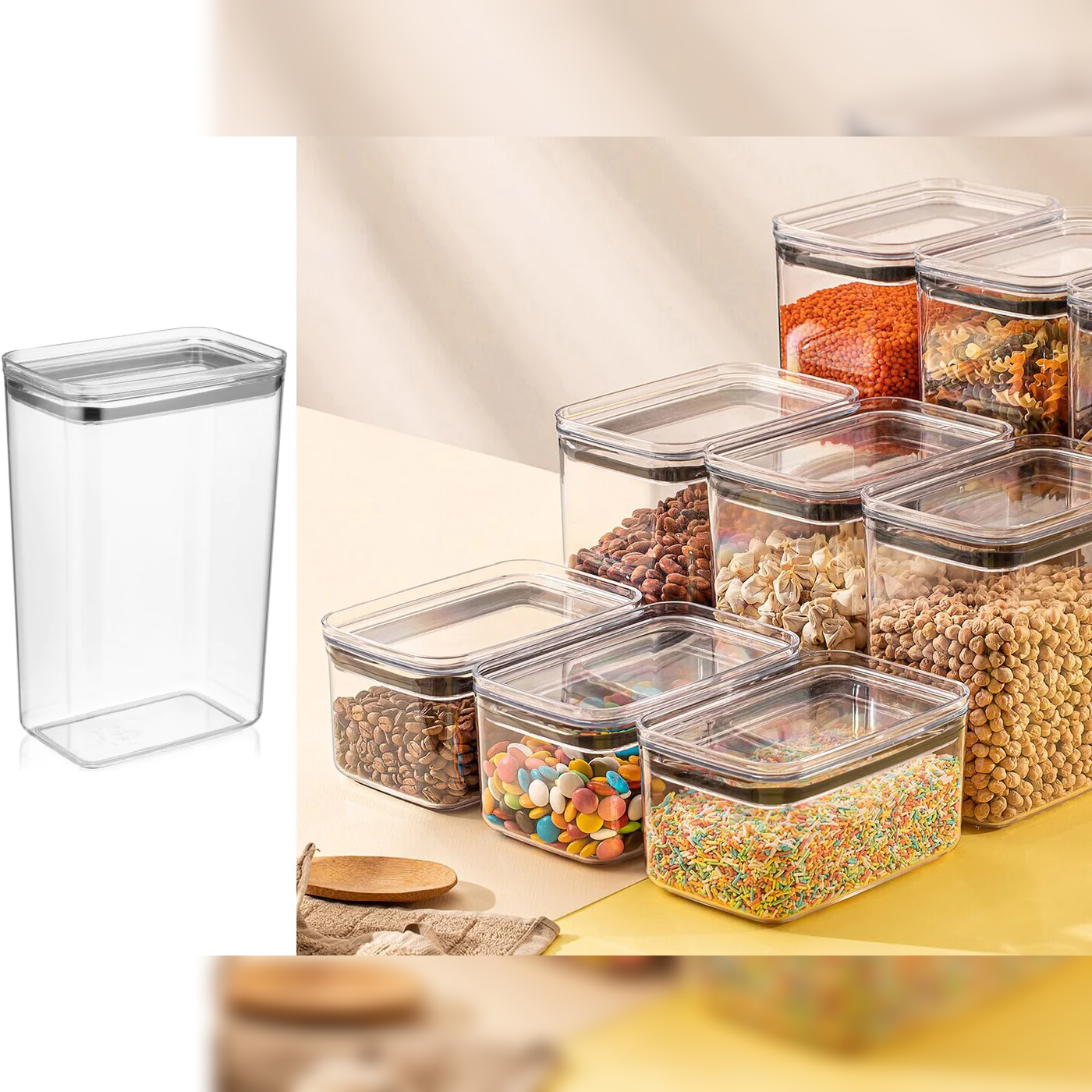 Airtight Rectangular Chef Food Jar 3.1 lt - lunazchef.shop