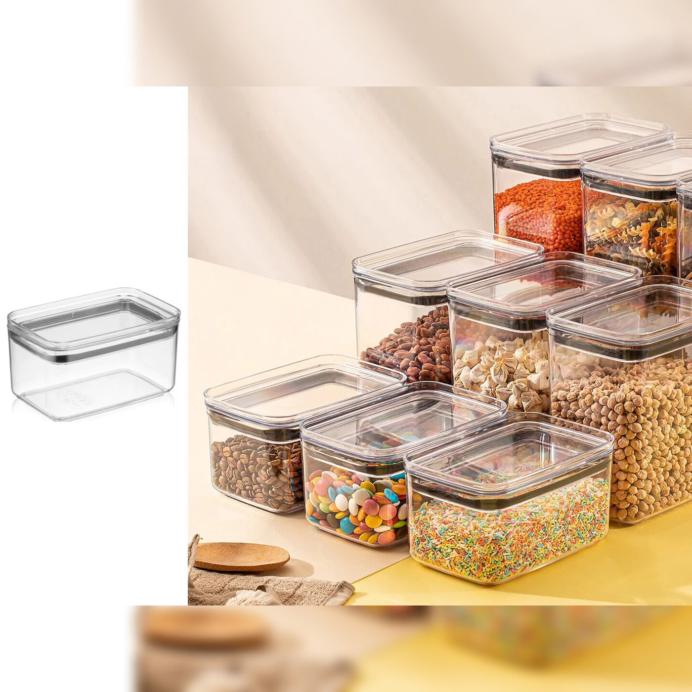 Airtight Rectangular Chef Food Jar 1 lt - lunazchef.shop