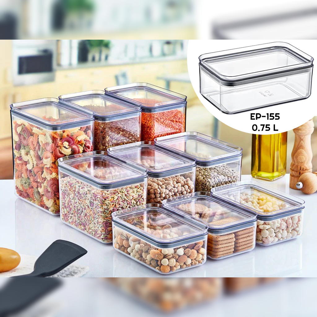 Airtight Rectangular Food Jar 0.75 lt - lunazchef.shop