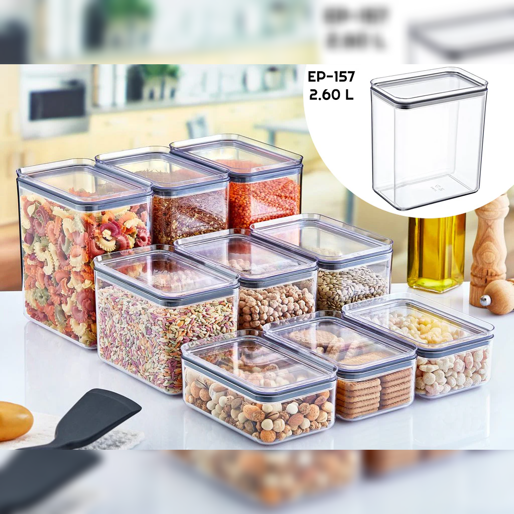 Airtight Rectangular Food Jar 2.60 lt - lunazchef.shop