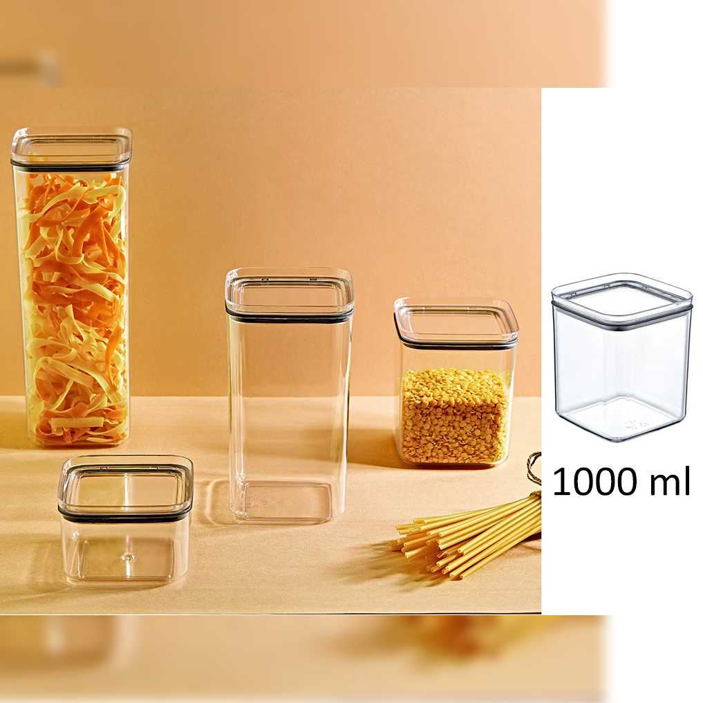 Airtight Squared Food Jar 1 lt - lunazchef.shop