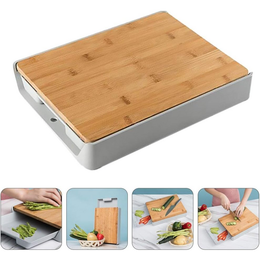 Bamboo Cutting Board with Plastic Drawer - lunazchef.shop