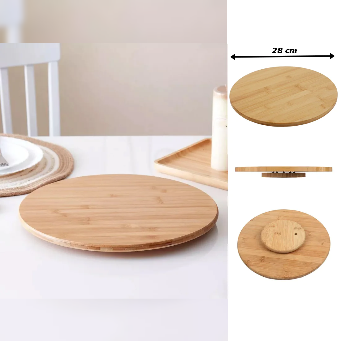 Bamboo Lazy Susan 28 cm - lunazchef.shop