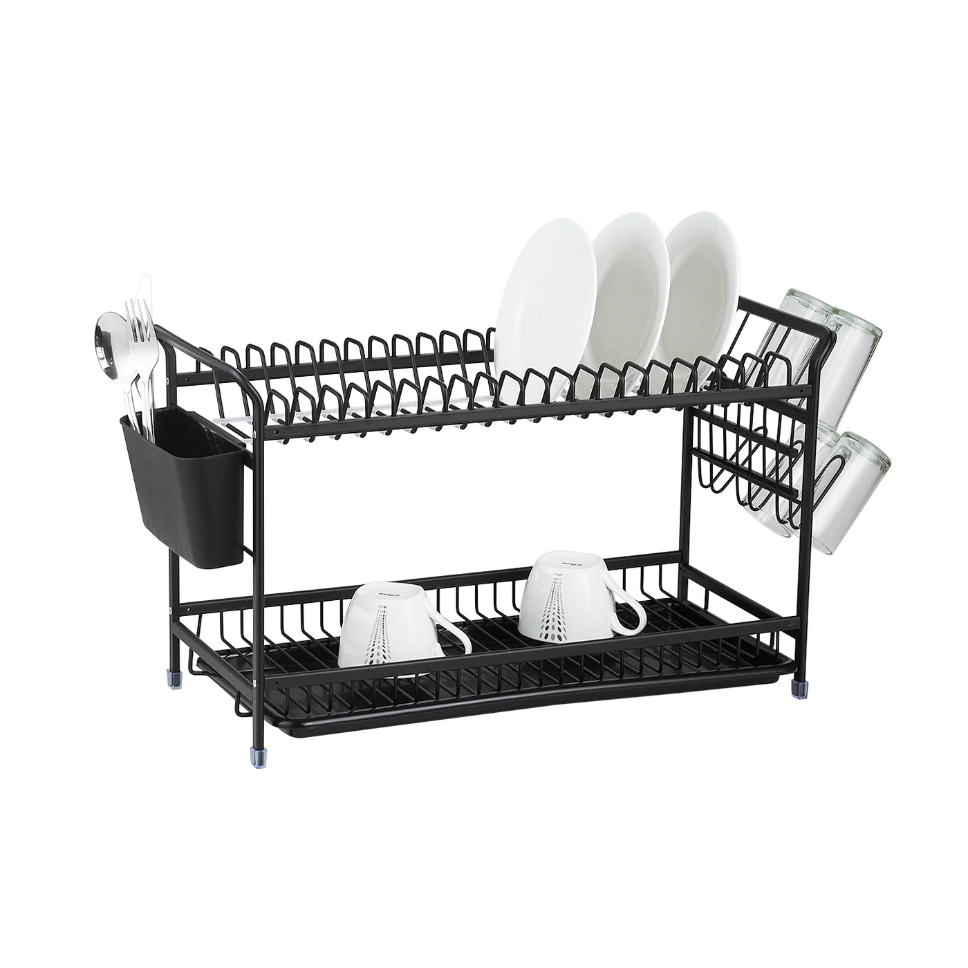 Black Aluminum Dish Rack 2 Tiers 64.5cm - lunazchef.shop