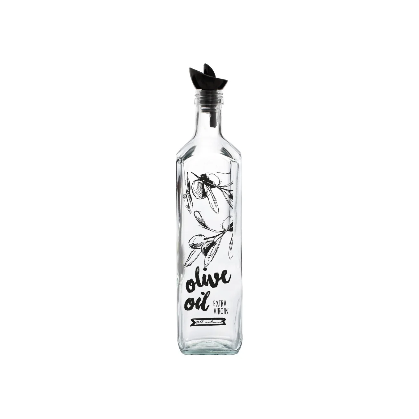 Black Olive Decorated Oil Bottle SQ 1000 ml - lunazchef.shop