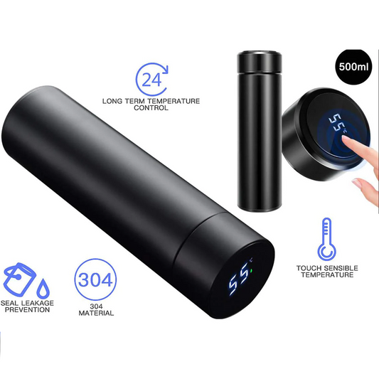 Black SS Vacuum Flask with Digital Thermometer