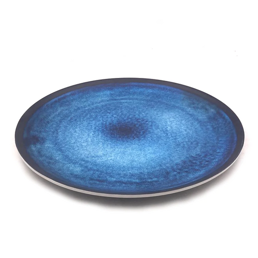 Bleu Marble Design Round Melamine Tray; 12" - lunazchef.shop