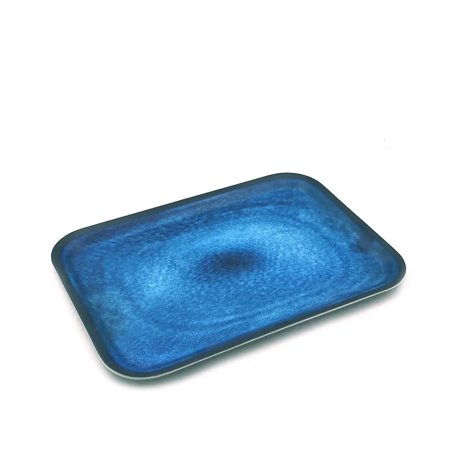 Bleu Marble Melamine Rectangular Tray; 15" - lunazchef.shop