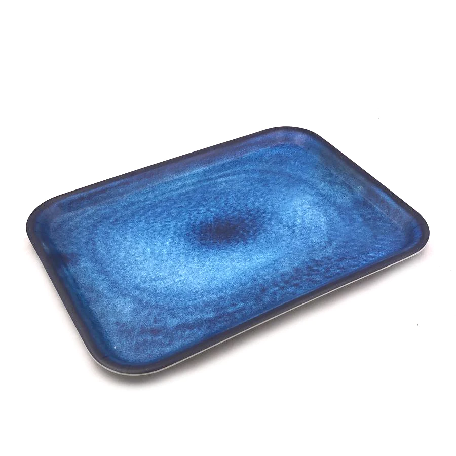 Bleu Marble Melamine Rectangular Tray; 17" - lunazchef.shop