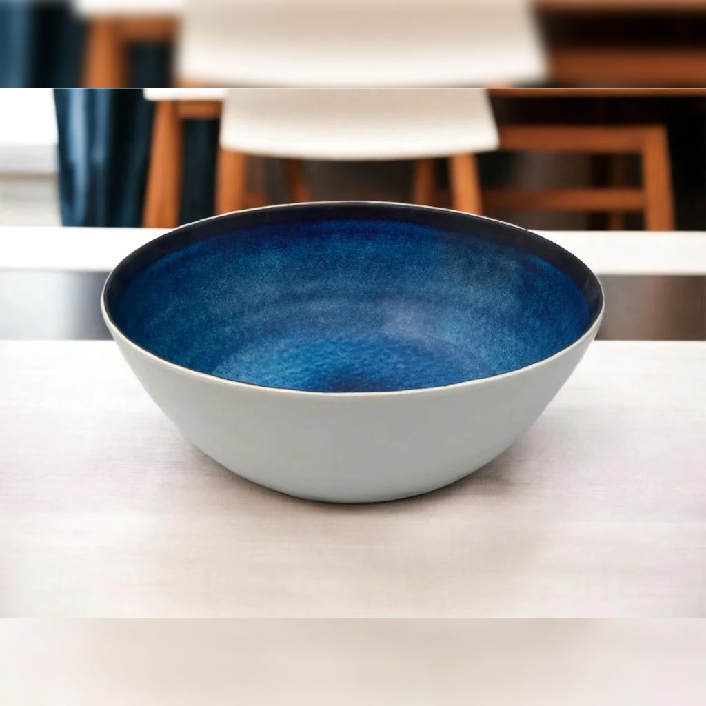 Blue Marble Design Round Melamine Salad Bowl 10" - lunazchef.shop