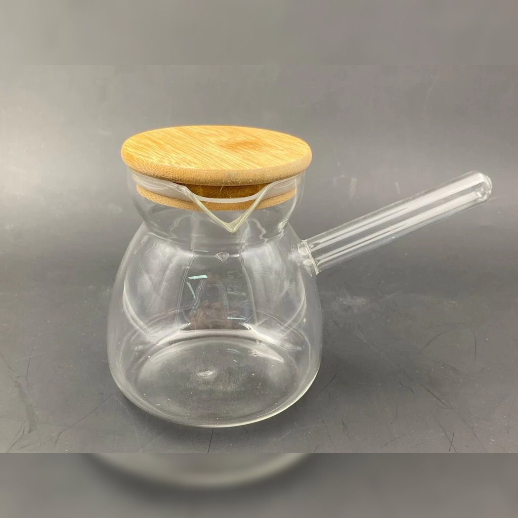 Borosilicate Glass Coffee Pot wooden cover 600ml - lunazchef.shop