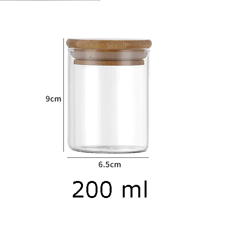 Borosilicate Glass Round Jar Wood Cover 200 ml - lunazchef.shop