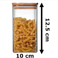 Borosilicate Glass Squared Jar Wood Cover 750 ml - lunazchef.shop