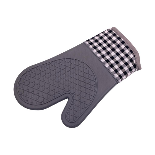 Checkered Silicon Oven Mitt with Thick Inner Lining - lunazchef.shop