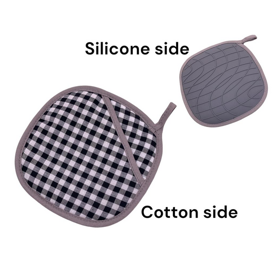 Checkered Silicon Oven Pad with Thick Inner Lining - lunazchef.shop