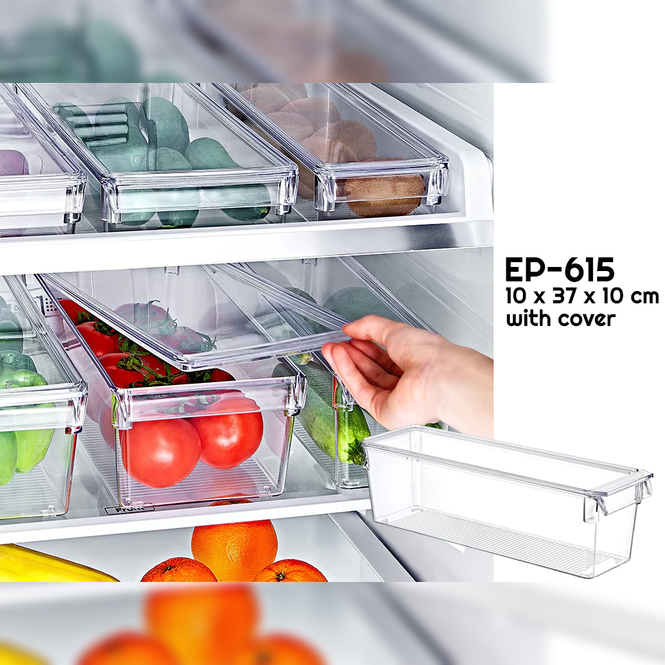 Clear Fridge Organizer with Cover 37 x 10 x 10 cm - lunazchef.shop