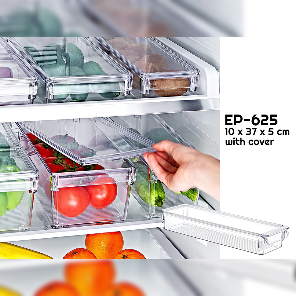 Clear Fridge Organizer with Cover 37 x 10 x 5 cm