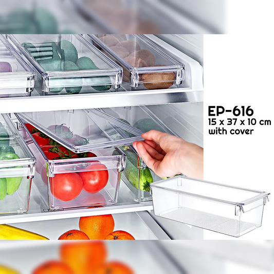 Clear Fridge Organizer with Cover 37 x 15 x 10 cm