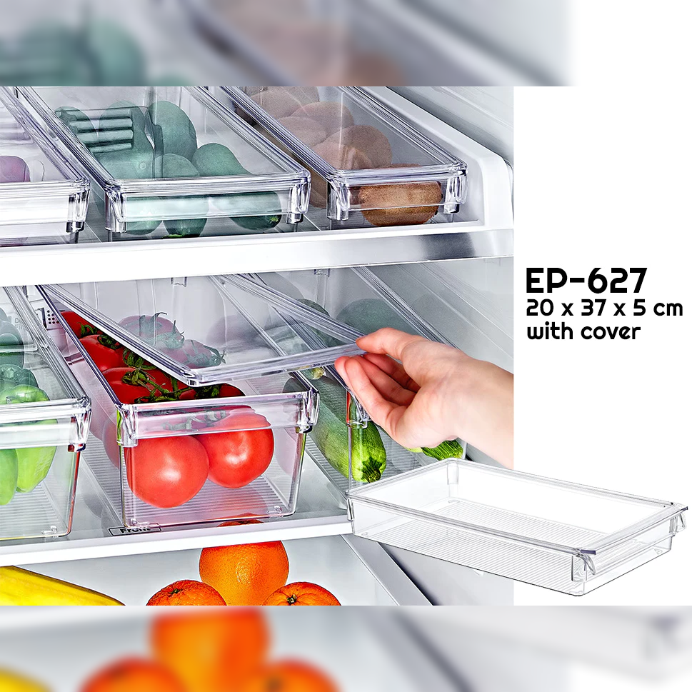 Clear Fridge Organizer with Cover 37 x 20 x 5 cm - lunazchef.shop