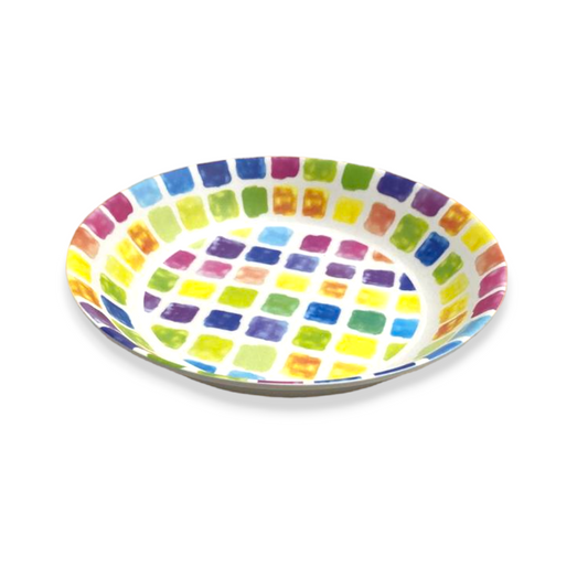 Colorful Squares Deep Melamine Plates X6