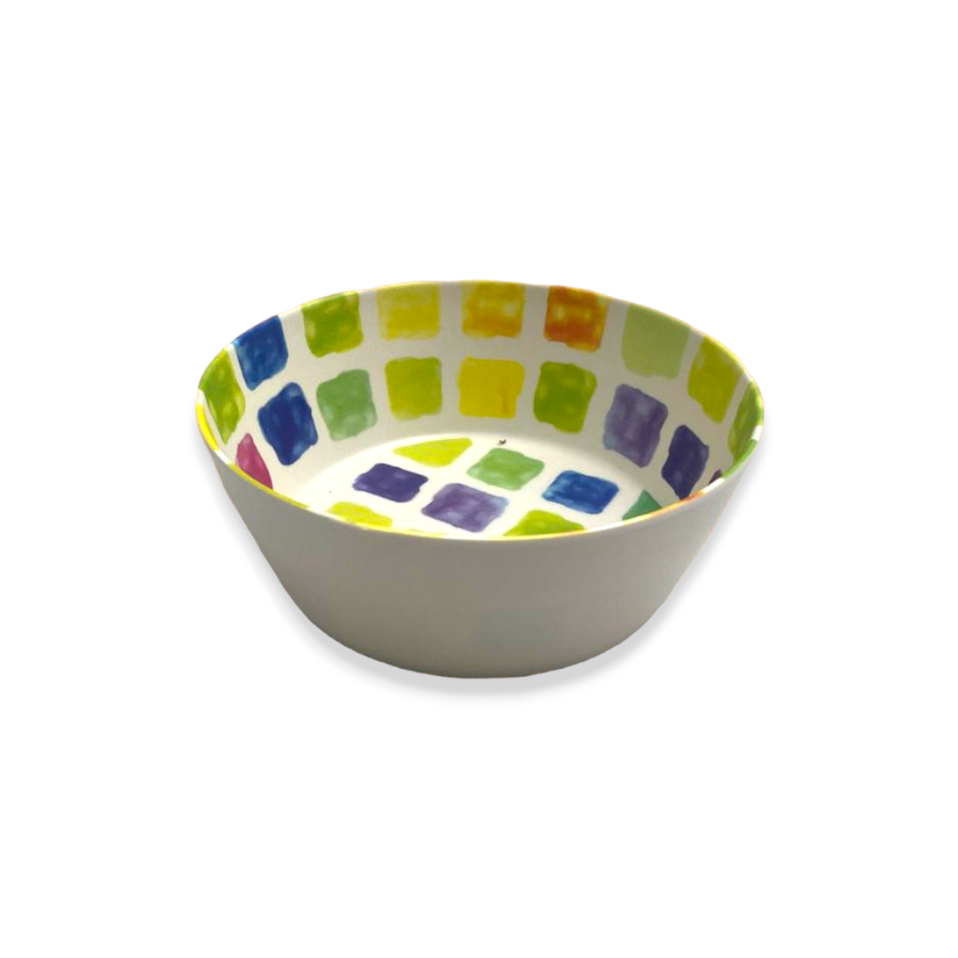 Colorful Squares Melamine Bowl X6 - 6.25" - lunazchef.shop