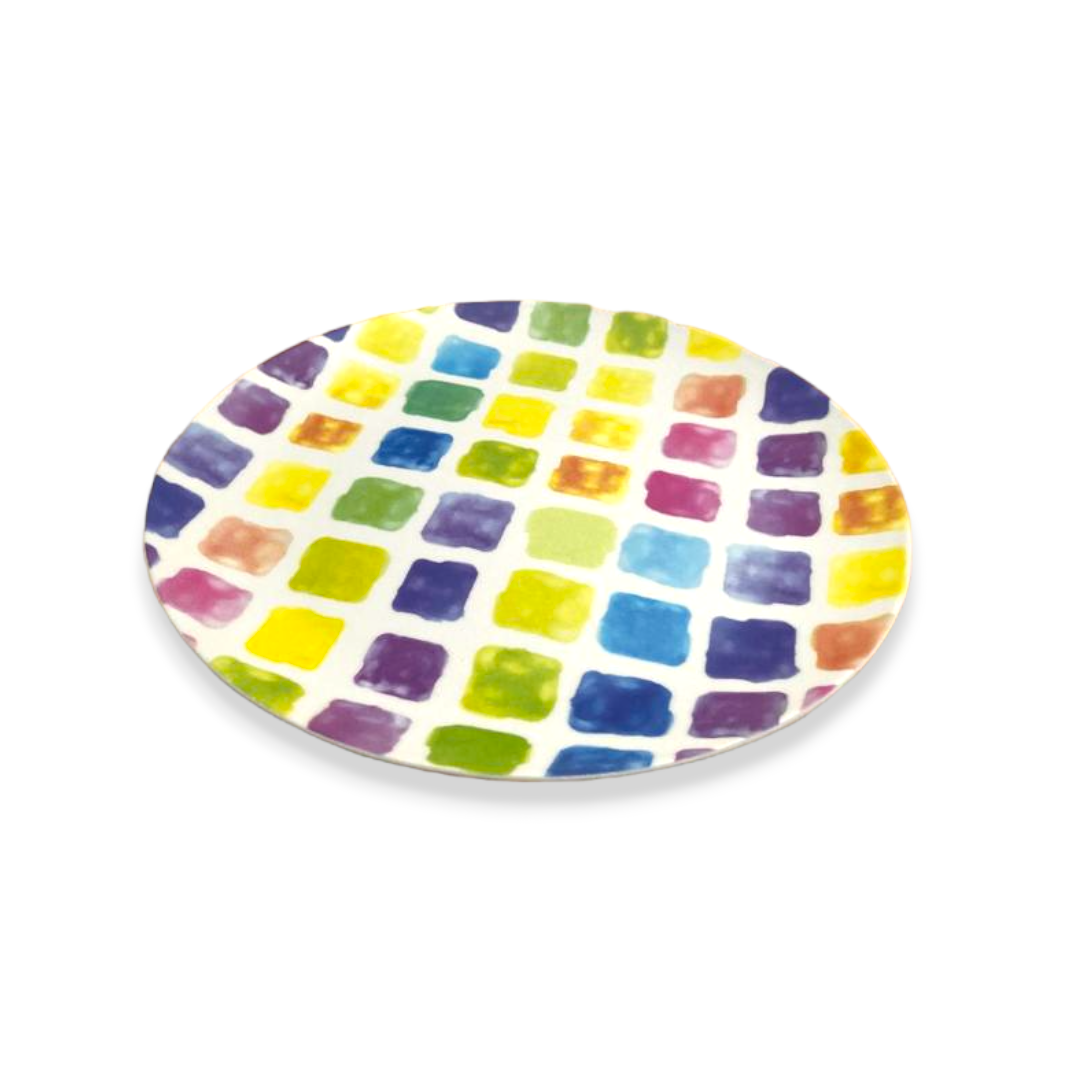 Colorful Squares Melamine Dinner Plates X6 - lunazchef.shop