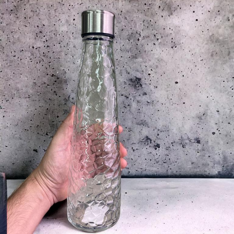 Conical Shape Coral Glass Bottle with SS Cover - lunazchef.shop