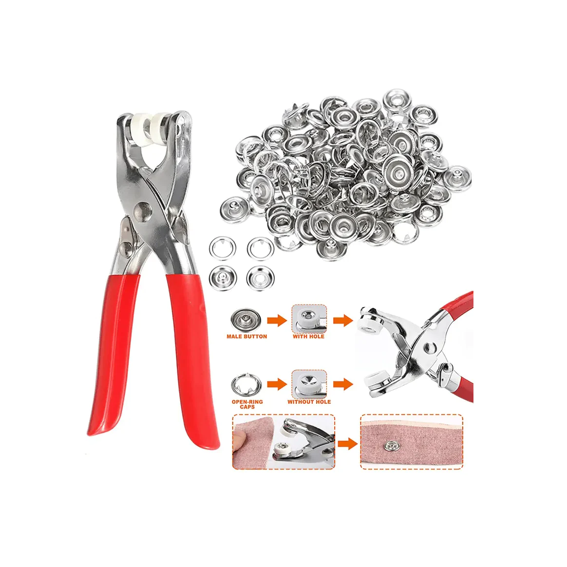 DIY 50 Sets Metal Snaps Buttons w Fastener Pliers Press - lunazchef.shop