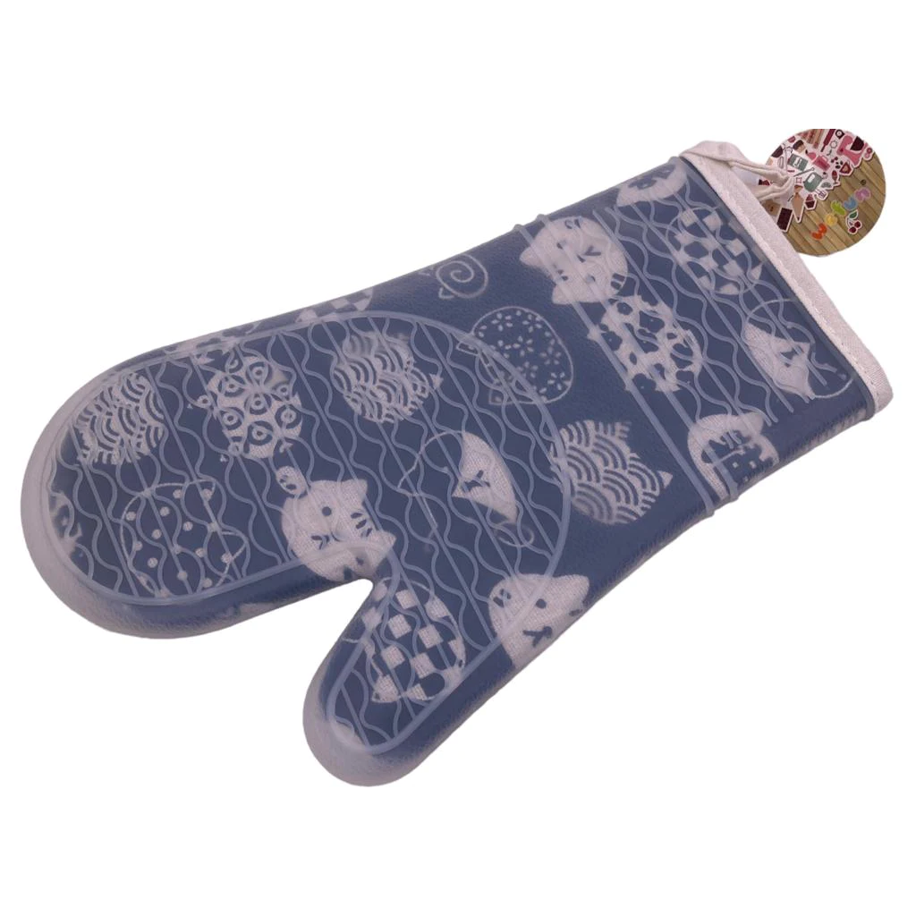 Decorated Silicon Oven Mitt with Thick Inner Lining - lunazchef.shop