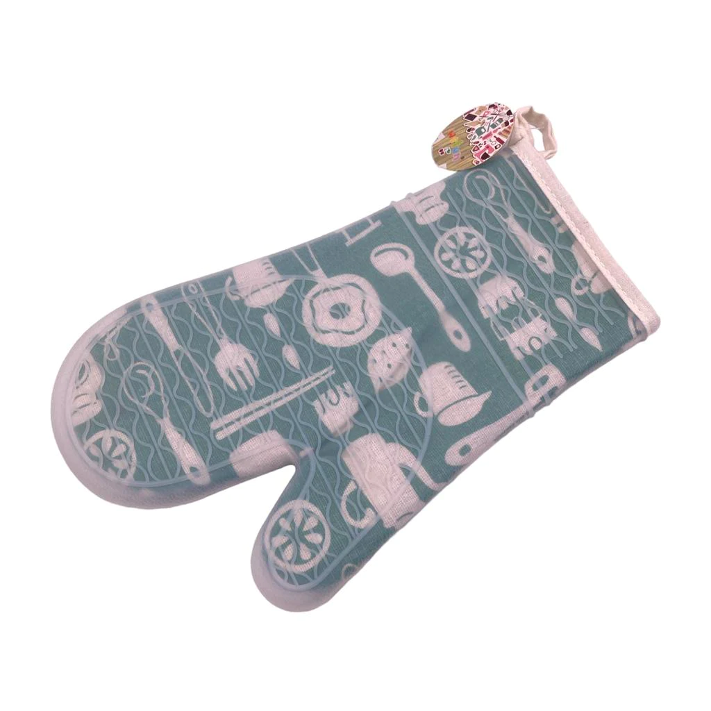 Decorated Silicon Oven Mitt with Thick Inner Lining - lunazchef.shop