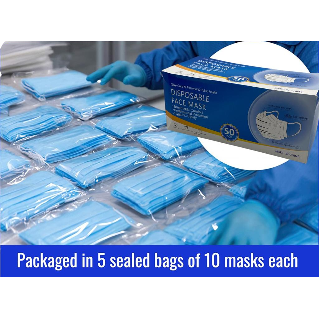 Disposable Face Mask 3 Layers - 50 pieces - lunazchef.shop